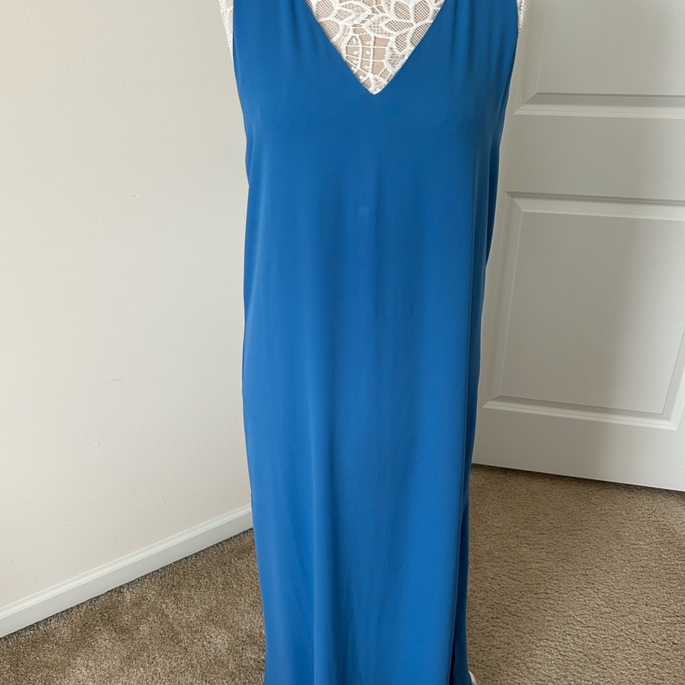 Alice + Olivia Blue and Silver Embellished Maxi Dress